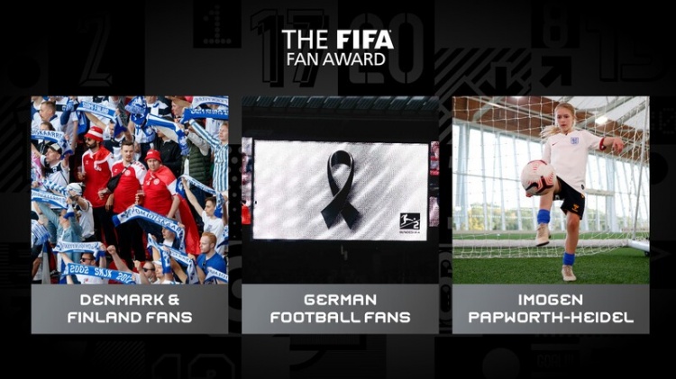 国际足联最佳球迷奖候选公布：欧洲杯上的丹麦和芬兰球迷入围