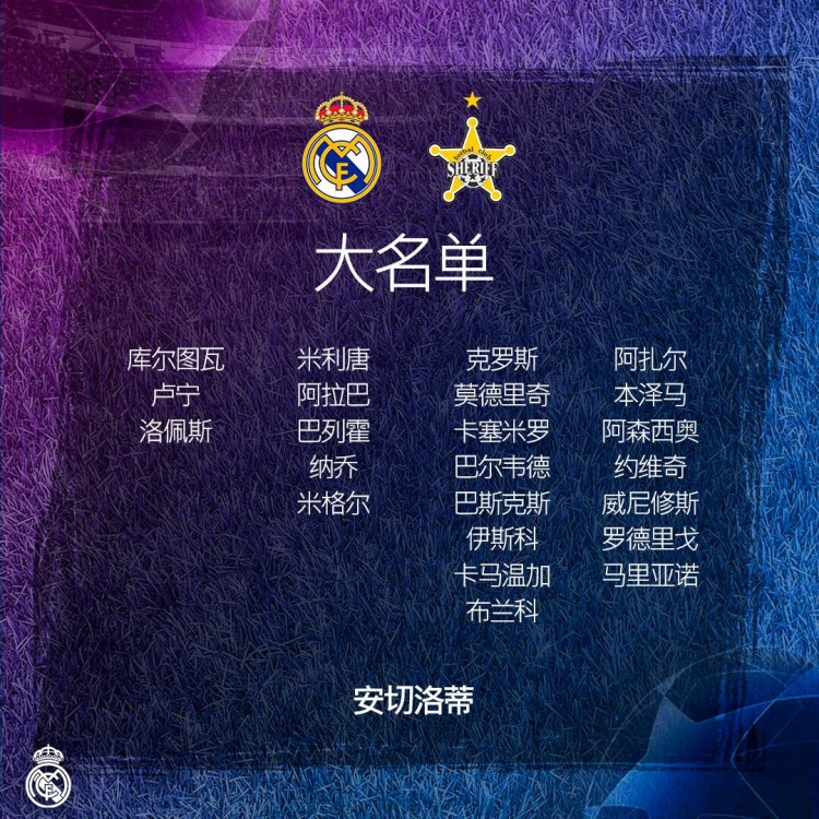 皇马欧冠大名单：克罗斯回归，阿扎尔、本泽马在列