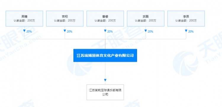 江苏茉莉注册资本1000万人民币，武磊、吴曦等5人分别出资200万