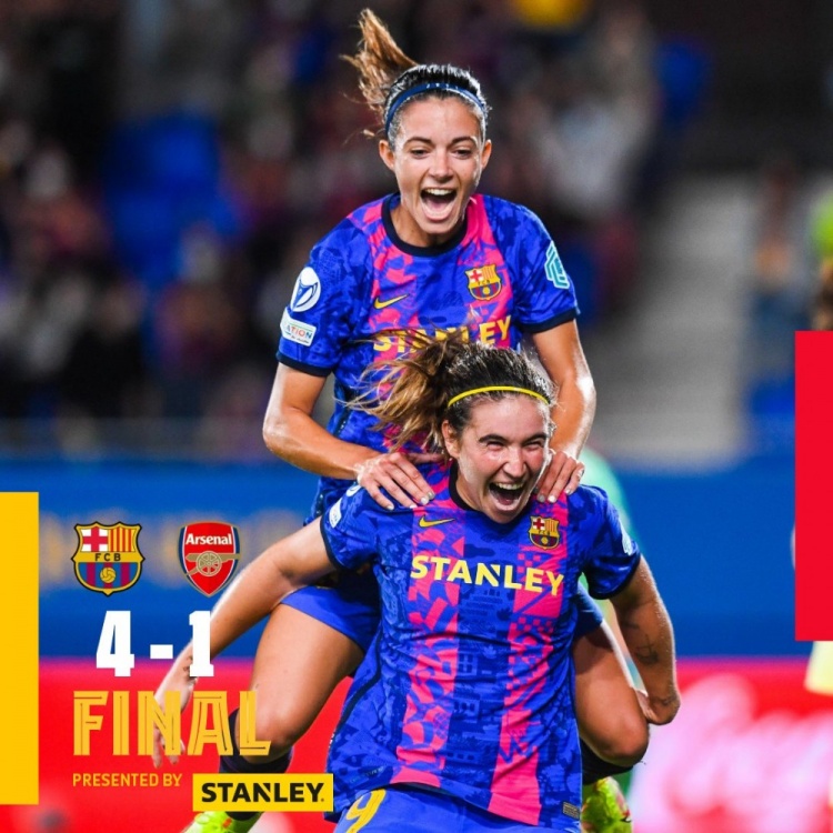 统治力依旧！欧冠小组赛巴萨女足4-1完胜阿森纳女足