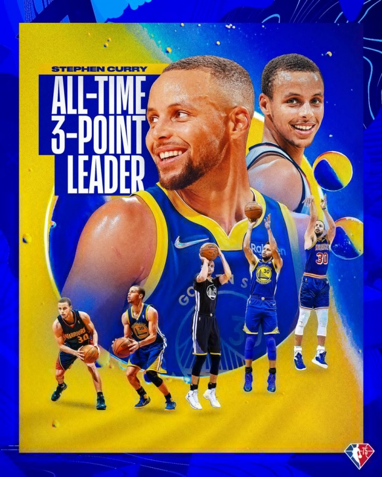NBA官方更推祝贺库里:斯蒂芬现在是水花国王!