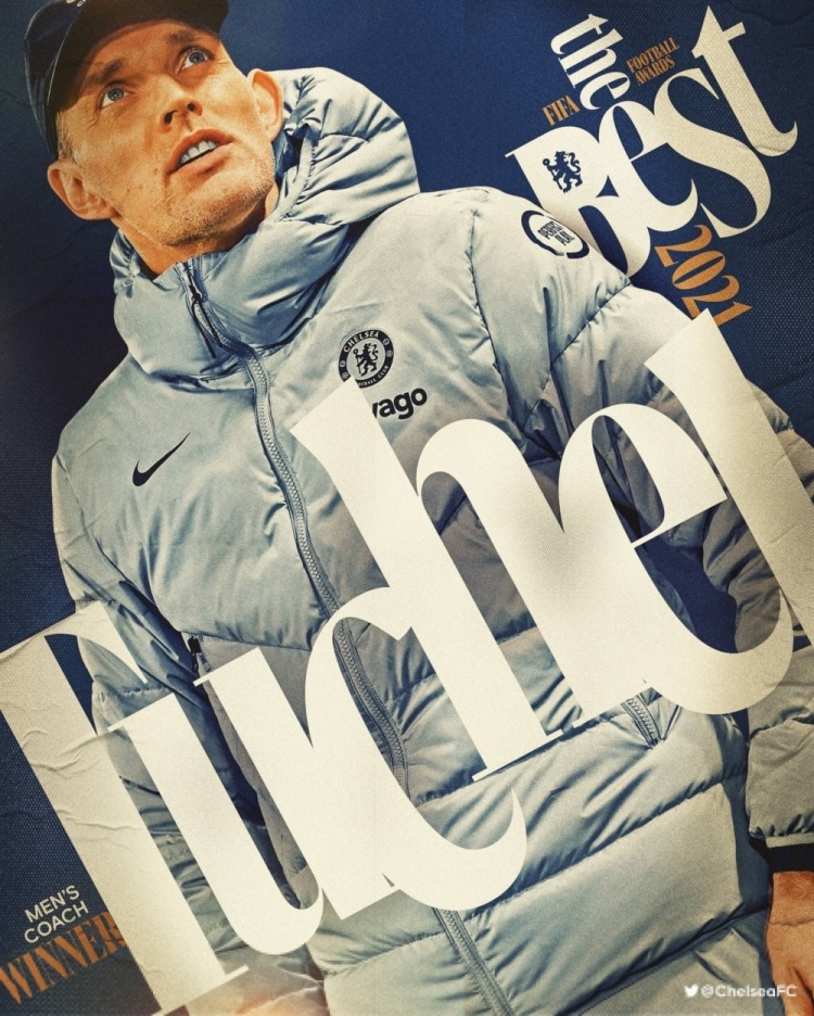 切尔西官推祝贺图赫尔：恭喜我们的主帅被评为FIFA年度最佳