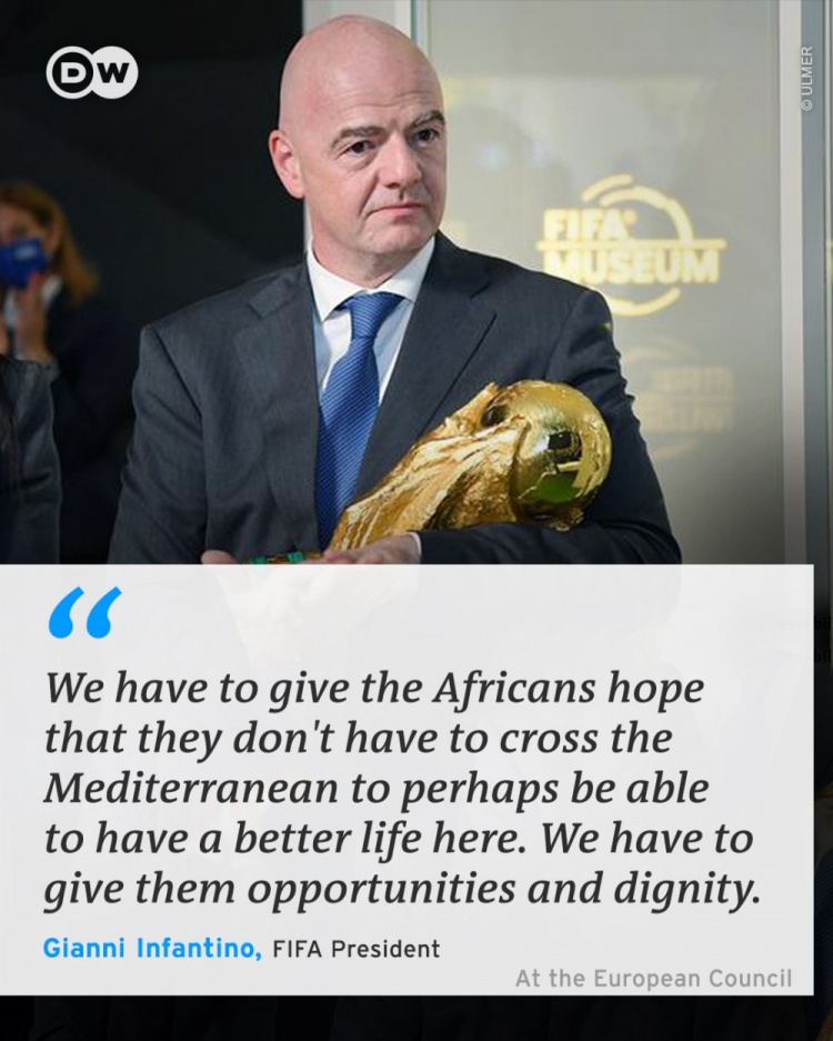 因凡蒂诺谈世界杯：要让非洲人民不必穿越地中海也能过上好生活