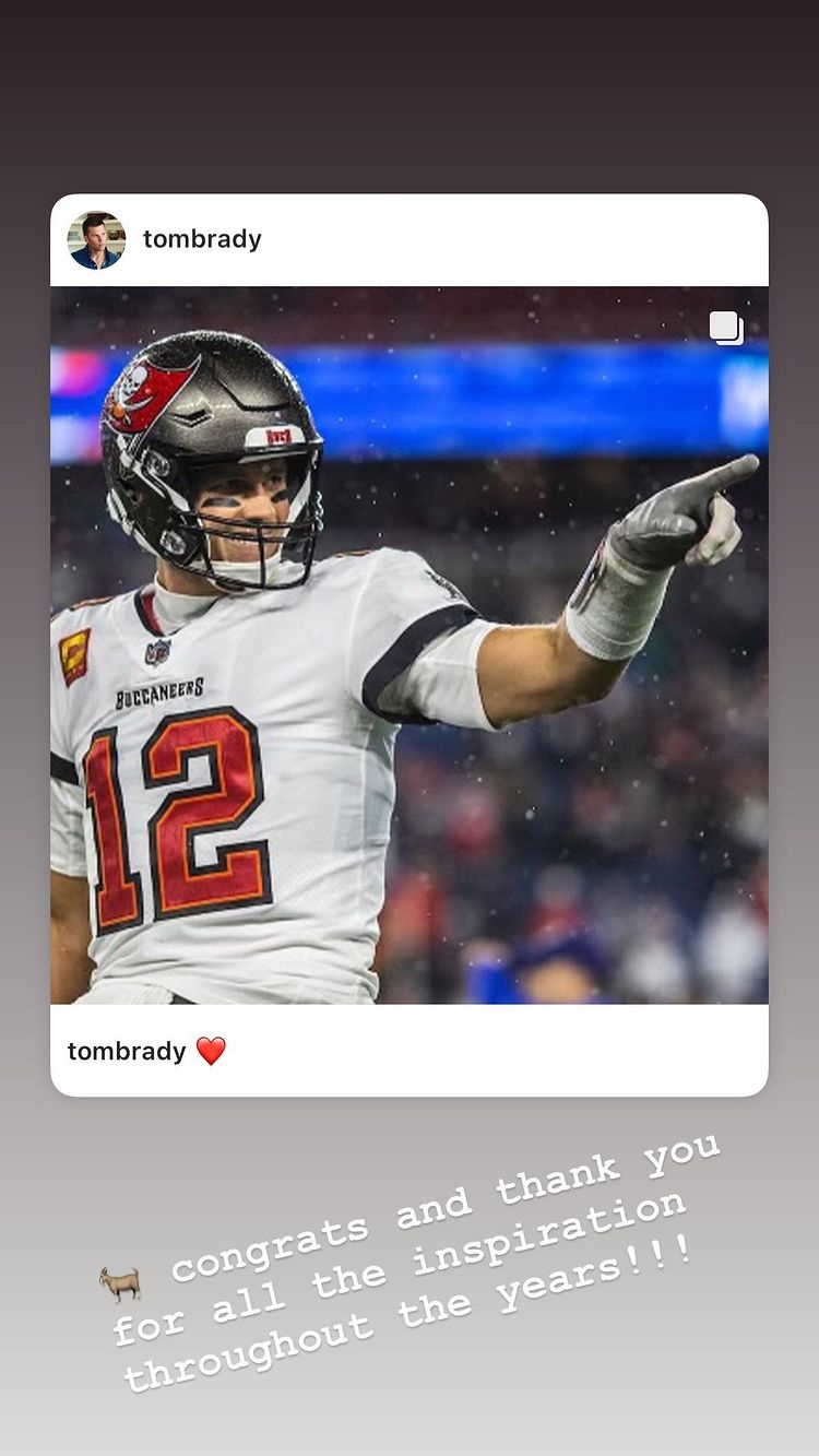 库里向布雷迪致敬：祝贺你！GOAT！也谢谢你带给我们的激励！
