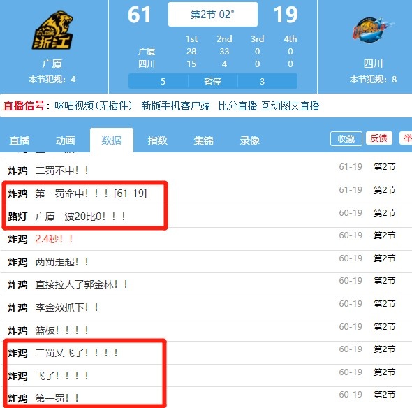 四川第二节单节被广厦打出33-4攻击波 最后七分钟一分未得
