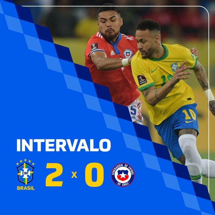 半场-内马尔点射维尼修斯破门 巴西暂2-0智利