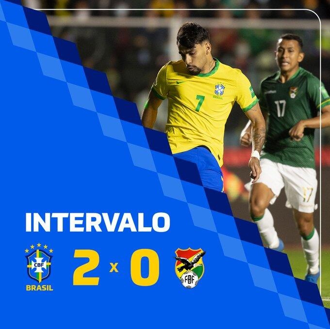 半场-帕奎塔理查利森破门吉马良斯献助攻 巴西暂2-0玻利维亚