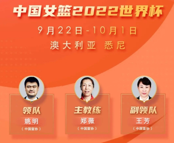 姚明担任中国女篮领队 随队出征女篮世界杯